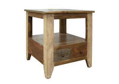 Image for Antique Multicolor End Table w/2 Drawers