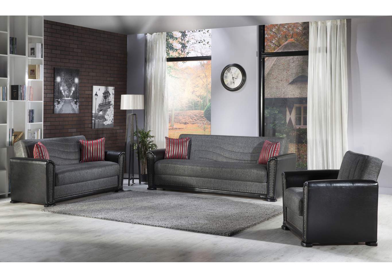 Alfa Redeyef Fume 3 Seat Sleeper & Loveseat,Hudson Furniture & Bedding