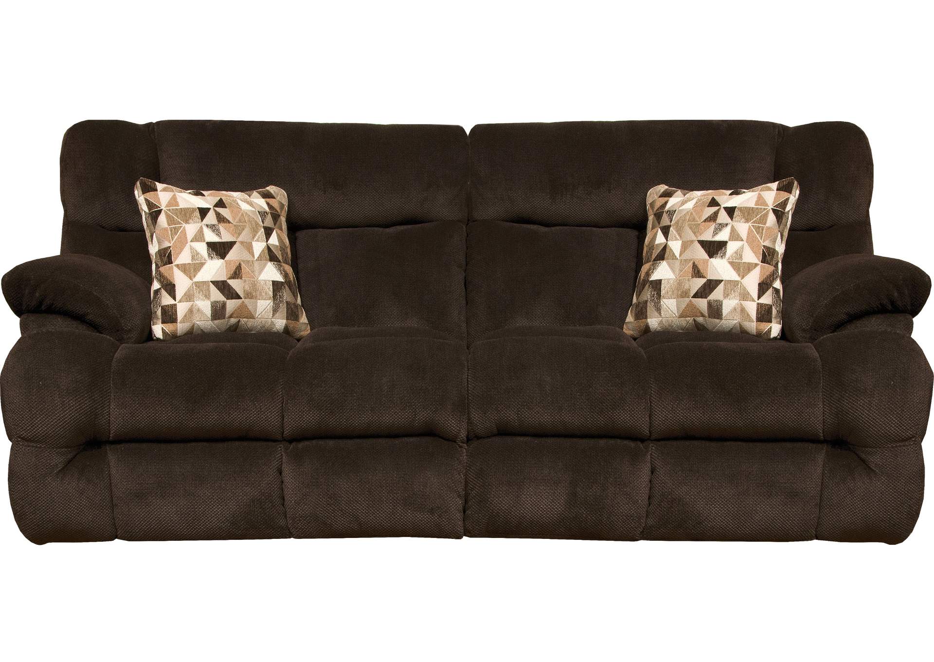 Truffle & Chocolate Power Headrest Lay Flat Reclining Sofa,Jackson Catnapper