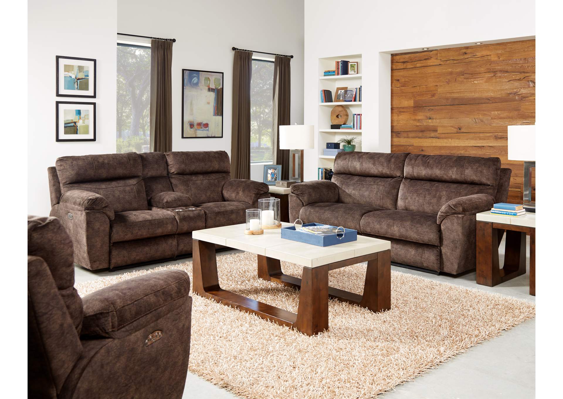 Sedona Power Headrest Lay Flat Recliner Console Loveseat with Storage & Cup Holders,Jackson Catnapper