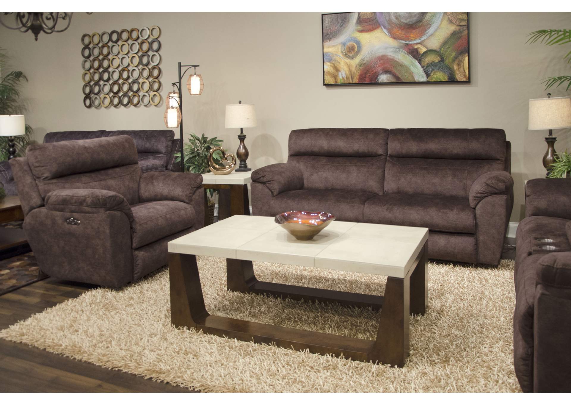 Sedona Power Headrest Lay Flat Recliner Console Loveseat with Storage & Cup Holders,Jackson Catnapper