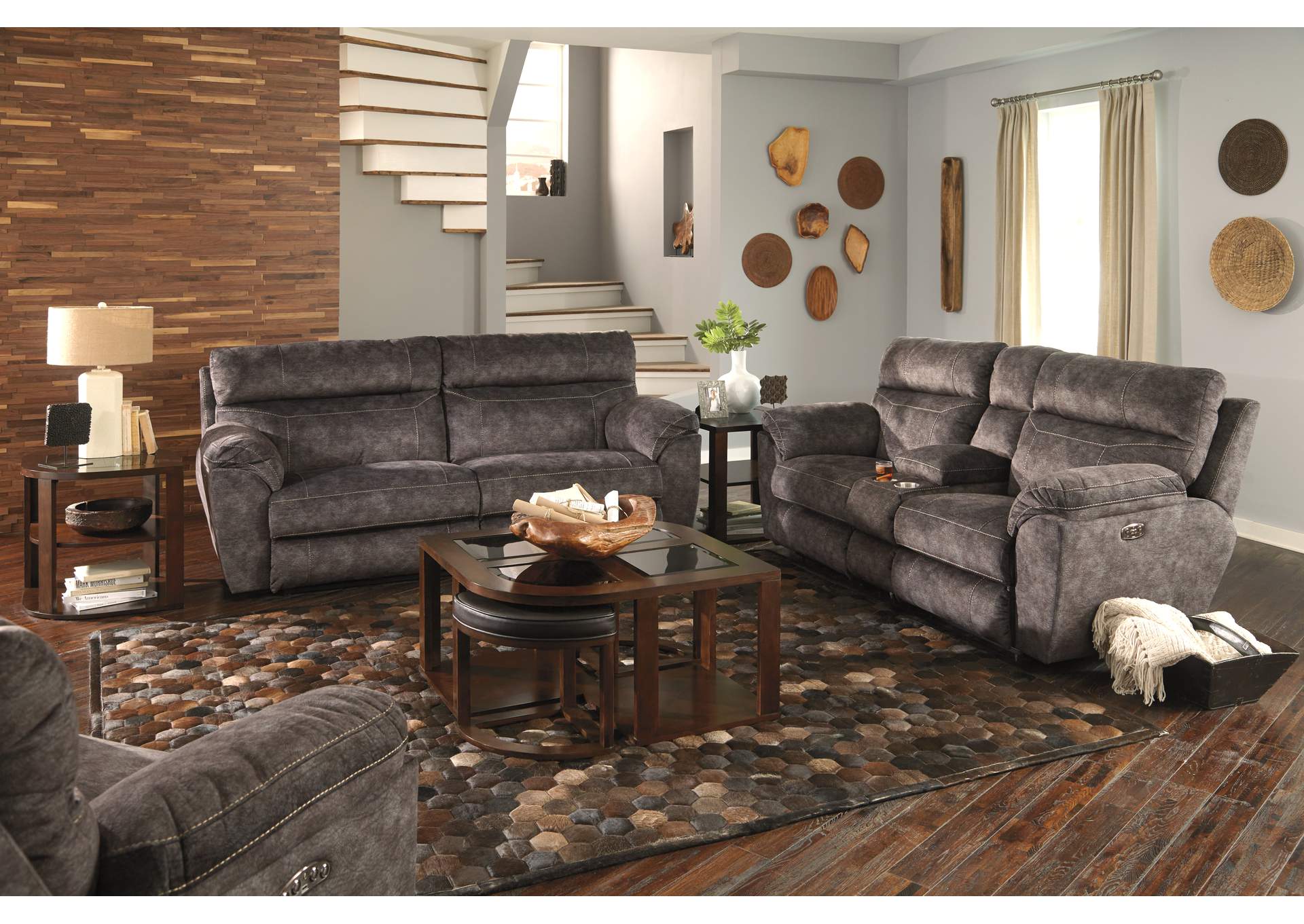 Sedona Power Headrest Lay Flat Recliner Console Loveseat with Storage & Cup Holders,Jackson Catnapper