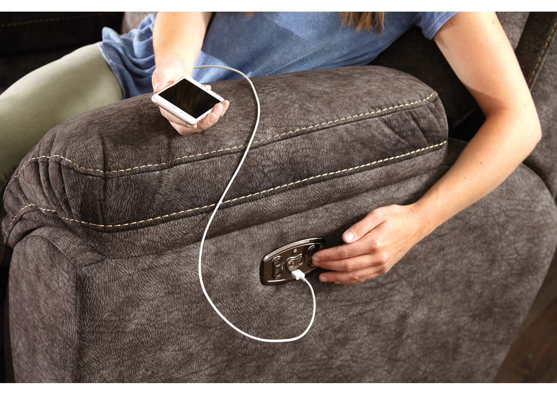 Sedona Power Headrest Lay Flat Recliner Console Loveseat with Storage & Cup Holders,Jackson Catnapper