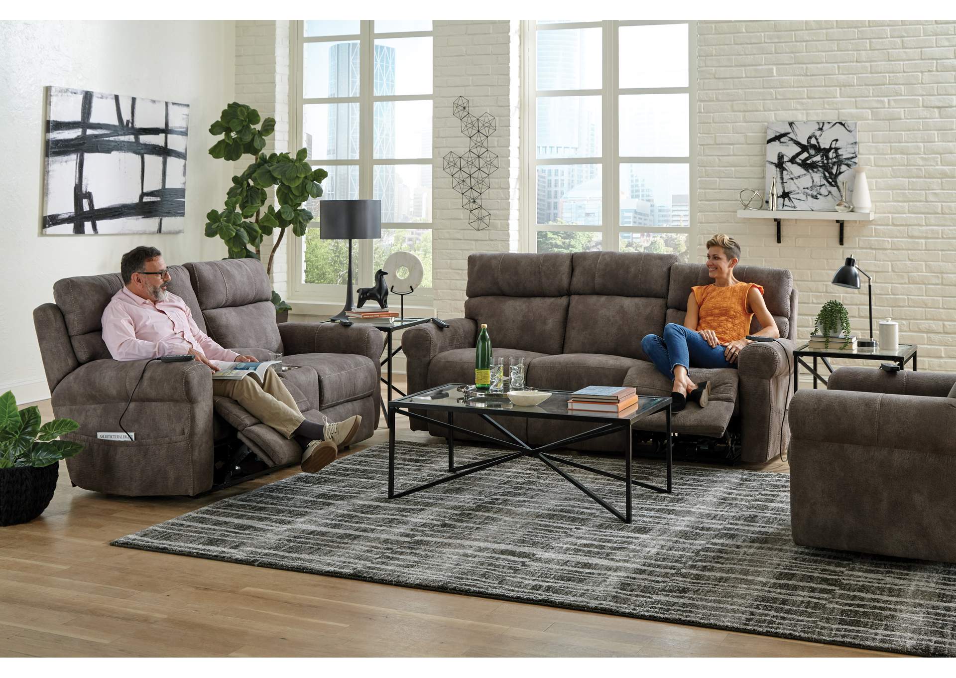 Tranquility Power Headrest Power Layflat Recliner Sofa with Ddt, Cr3 Heat, Massage, Lumbar,Jackson Catnapper