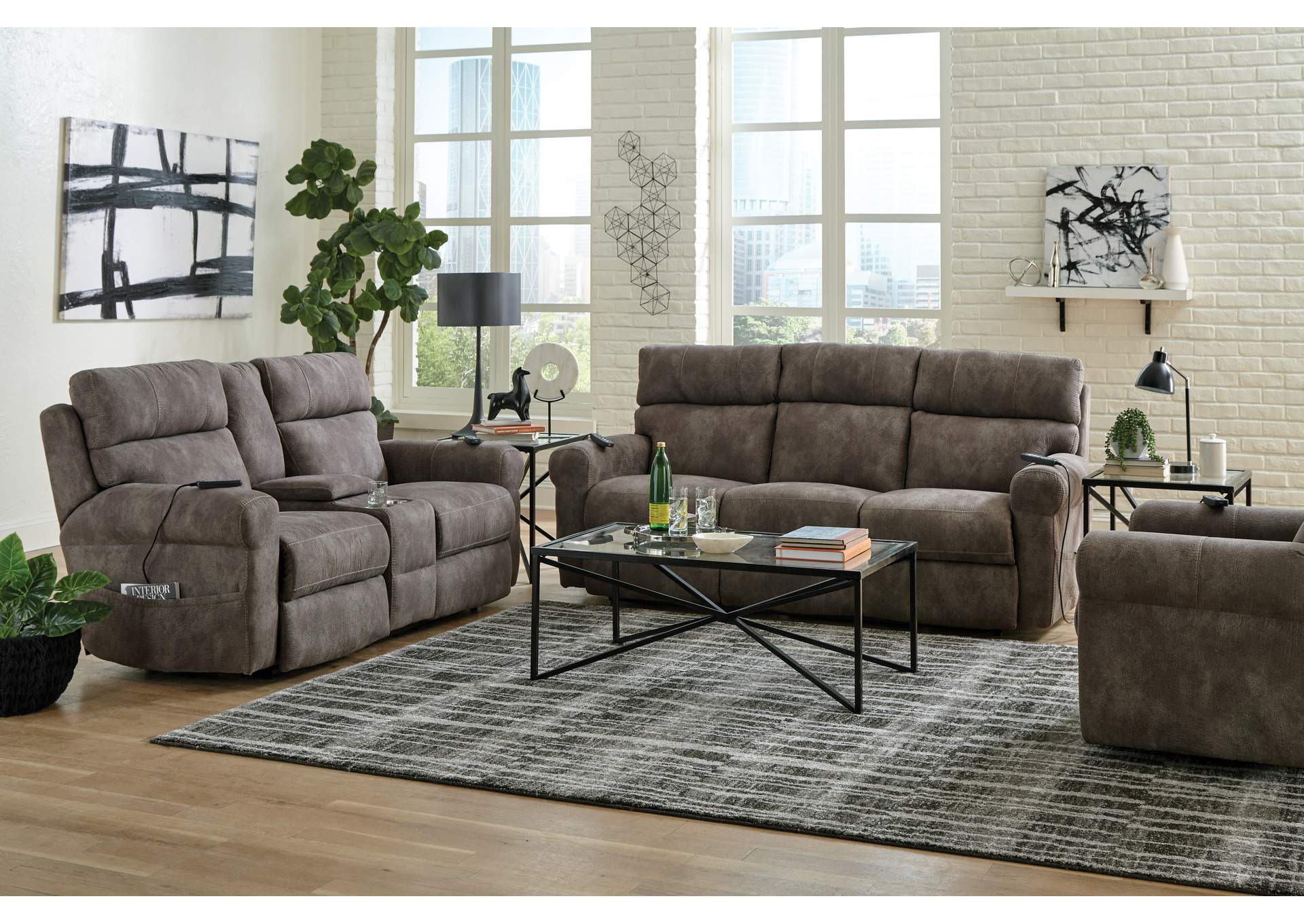 Tranquility Power Headrest Power Layflat Recliner Sofa with Ddt, Cr3 Heat, Massage, Lumbar,Jackson Catnapper