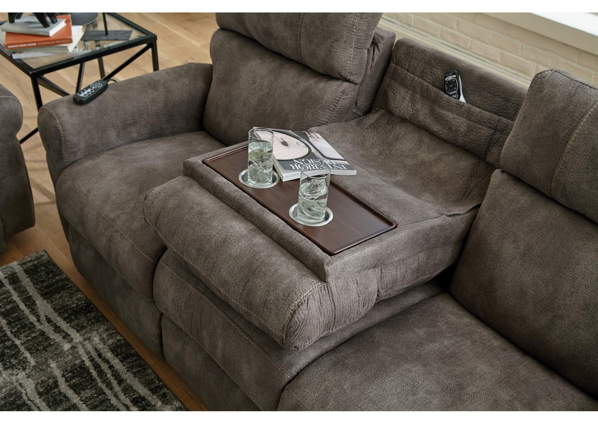 Tranquility Power Headrest Power Layflat Recliner Sofa with Ddt, Cr3 Heat, Massage, Lumbar,Jackson Catnapper