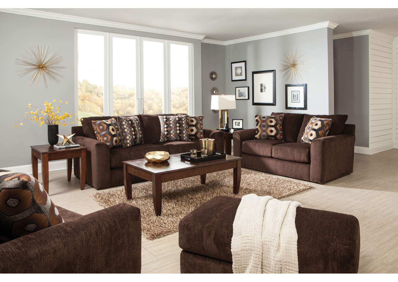 Sutton Chocolate Sofa and Loveseat,Jackson Catnapper