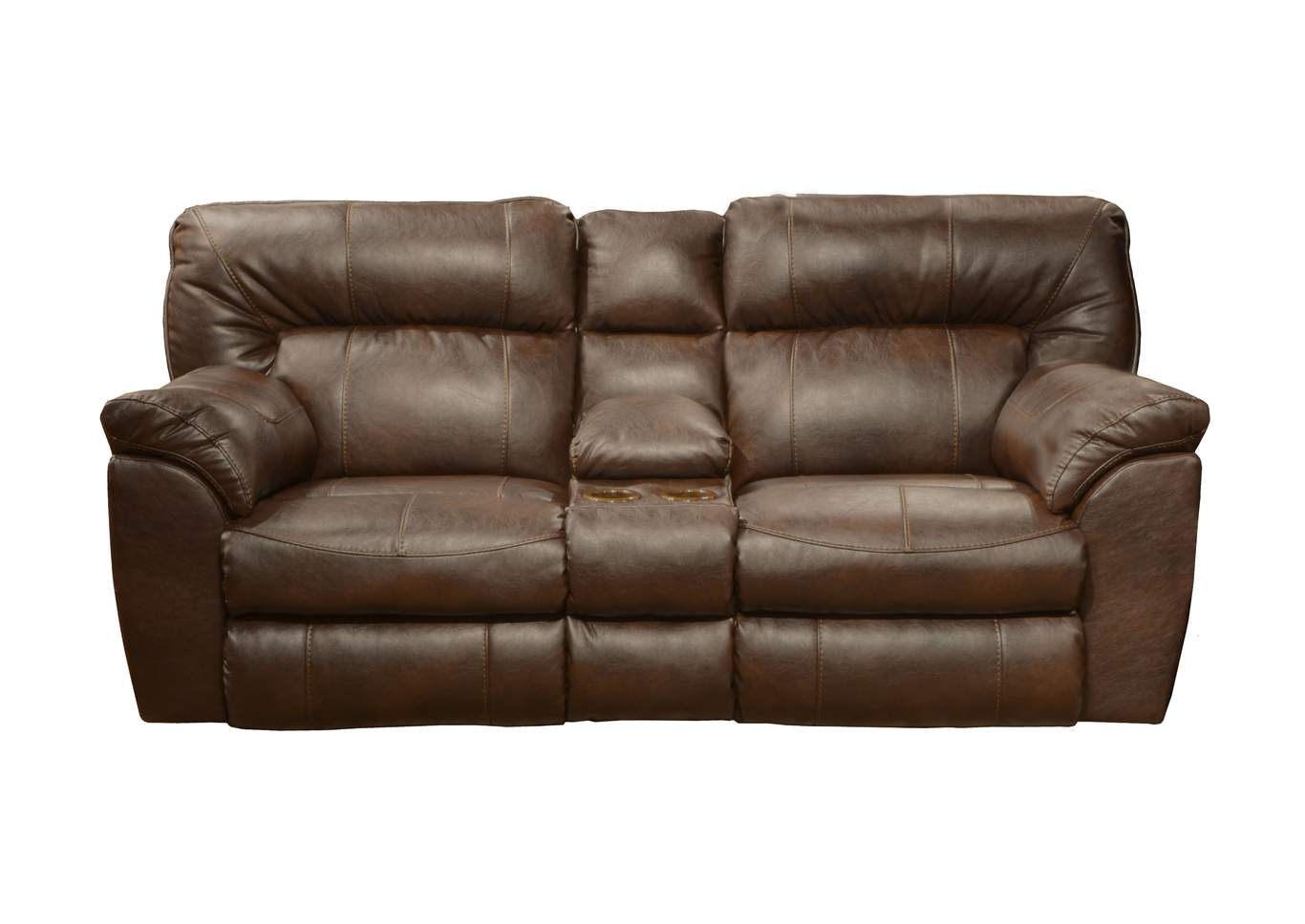 Chestnut Extra Wide Reclining Console Loveseat w/Stg and Cphldr,Jackson Catnapper