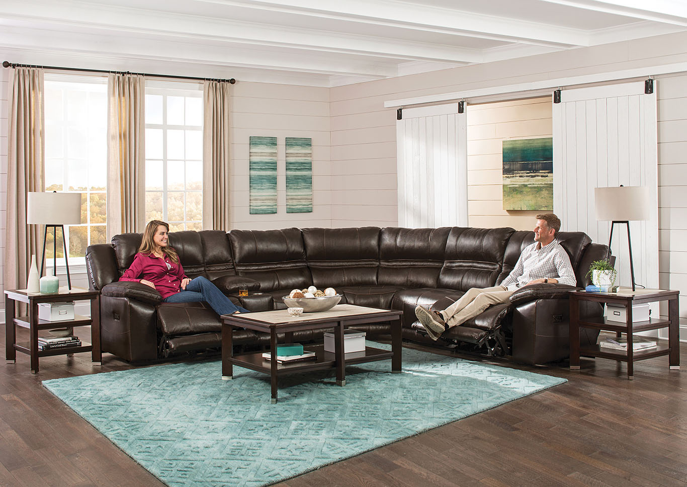 Bergamo Chocolate Reclining Sectional,Jackson Catnapper