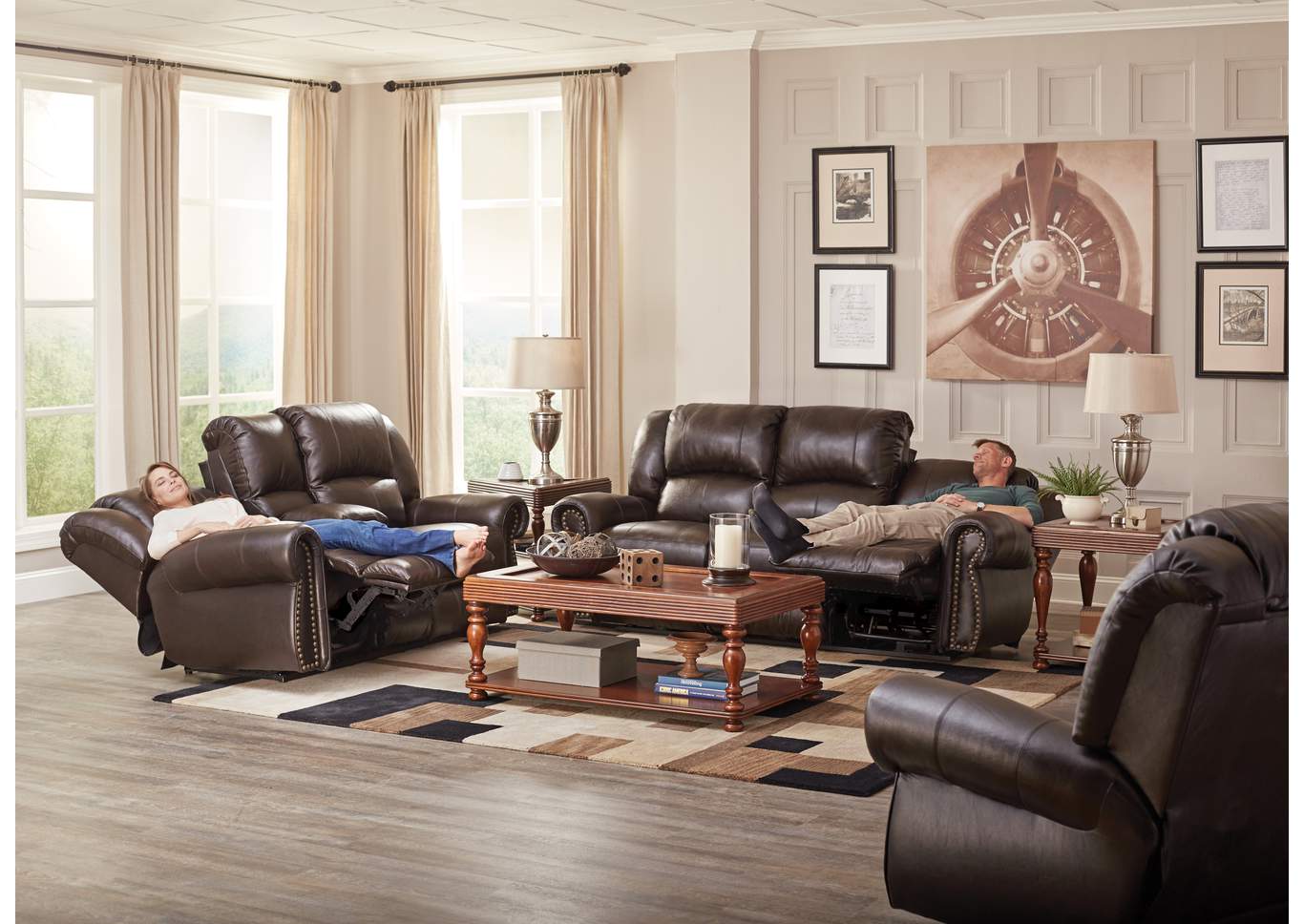 Chocolate Power Headrest Lay Flat Recliner,Jackson Catnapper