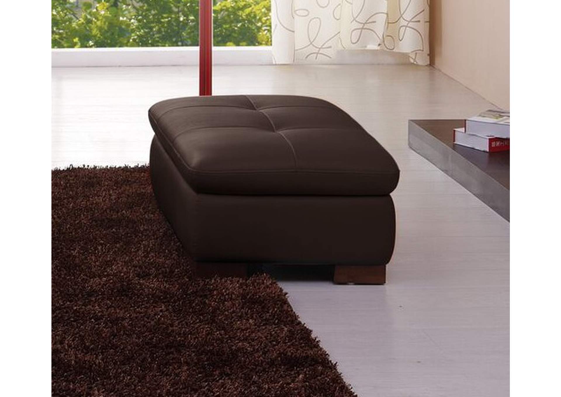 625 Italian Leather Ottoman in Brown,J&M Furniture