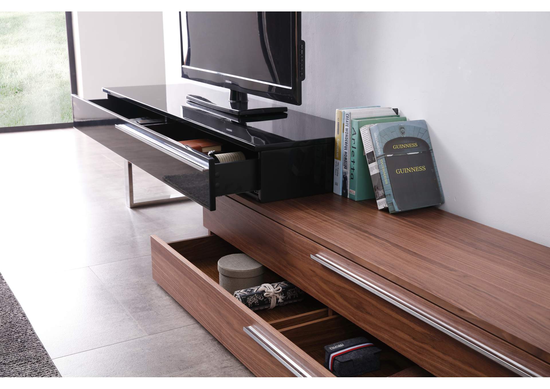 Walnut & Black CE Hudson TV Base,J&M Furniture