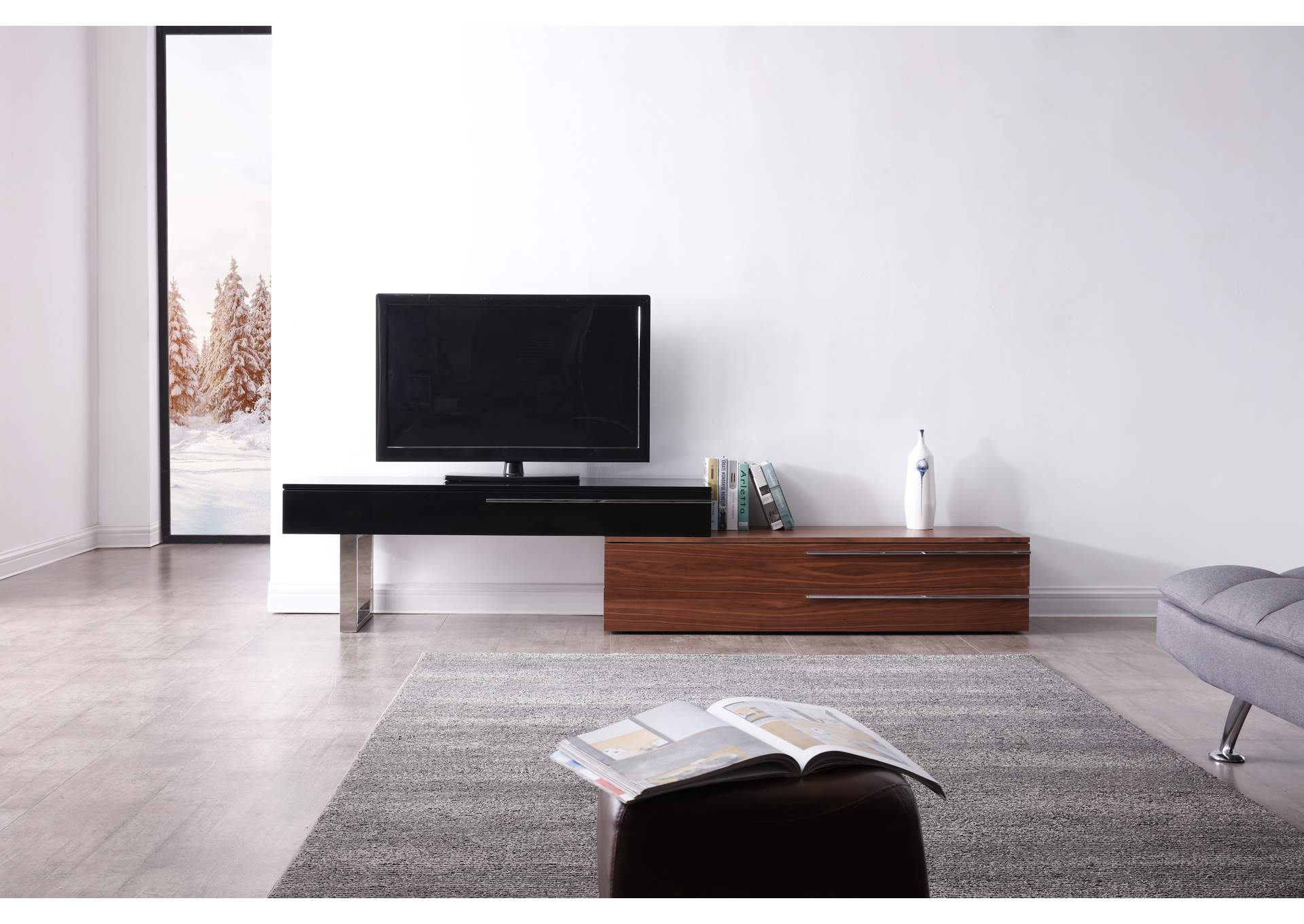 Walnut & Black CE Hudson TV Base,J&M Furniture