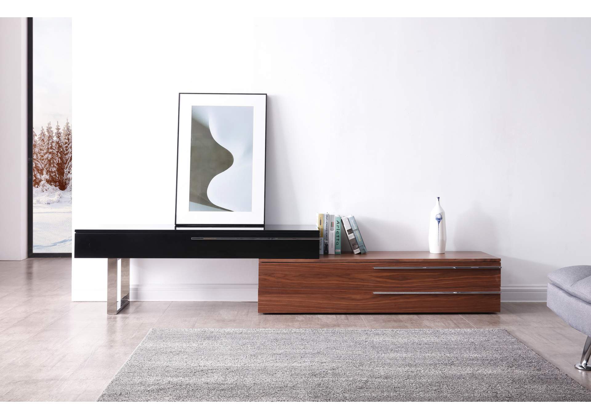 Walnut & Black CE Hudson TV Base,J&M Furniture