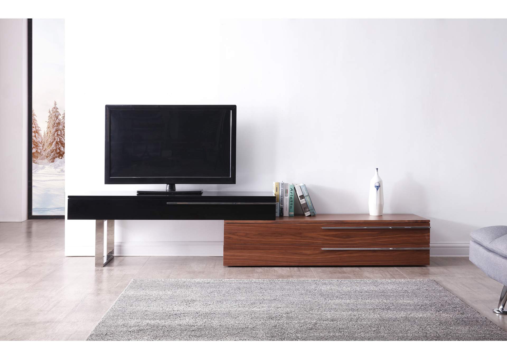 Walnut & Black CE Hudson TV Base,J&M Furniture