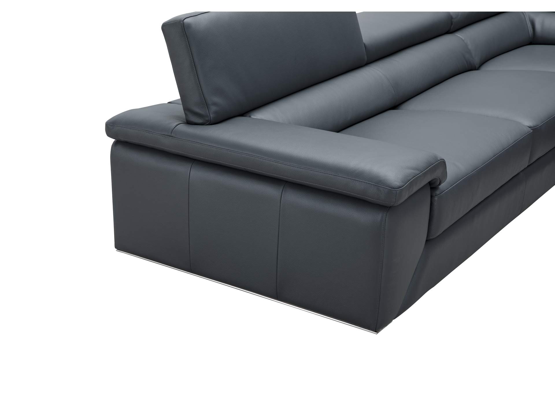 Kobe Right Facing Leather Sectional in Blue Grey,J&M Furniture