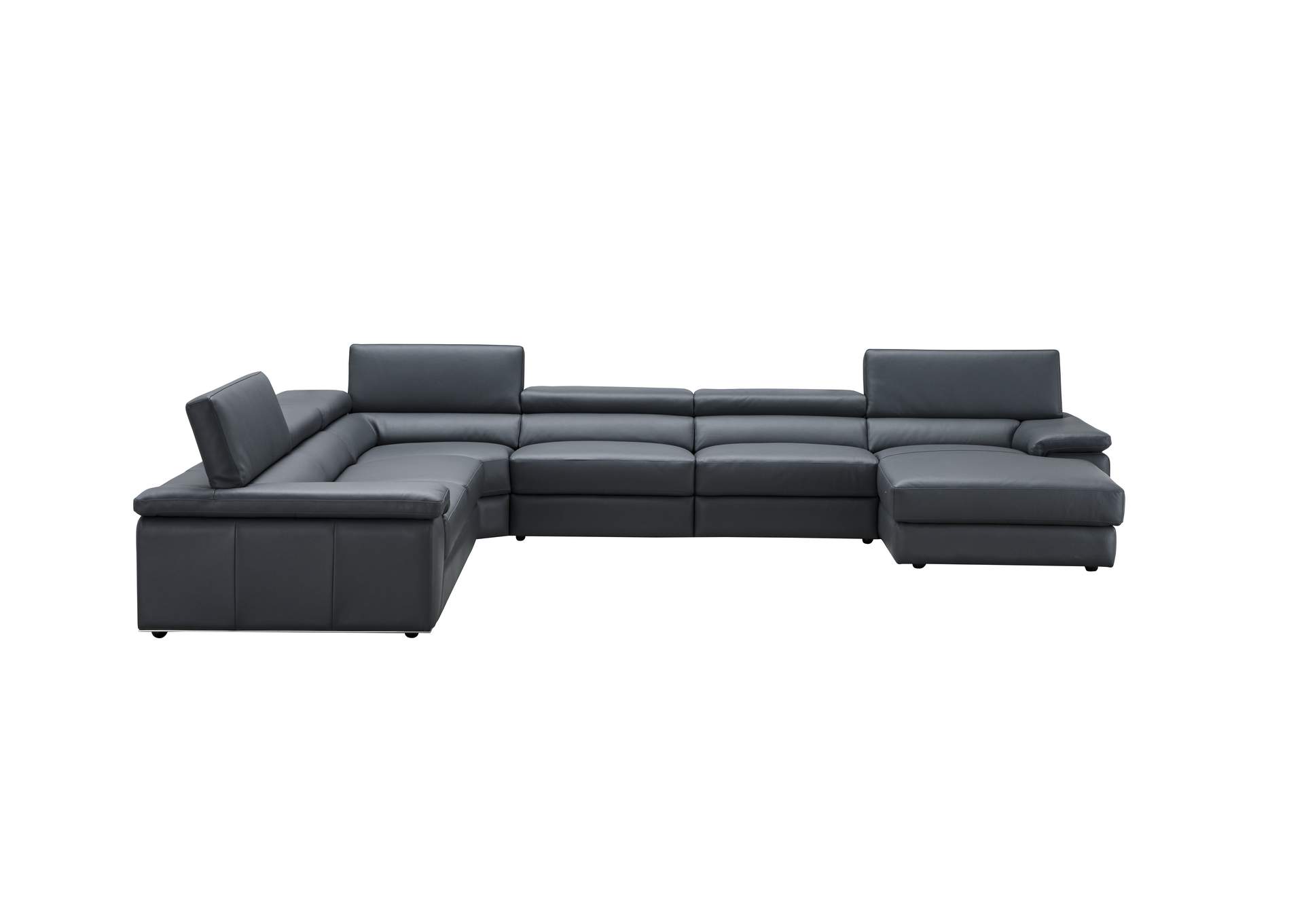 Kobe Left Facing Leather Sectional in Blue Grey,J&M Furniture