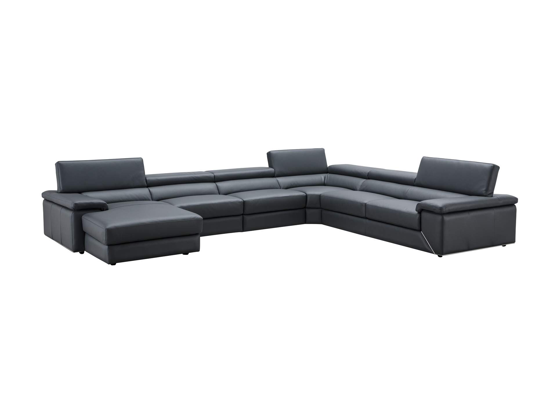 Kobe Left Facing Leather Sectional in Blue Grey,J&M Furniture