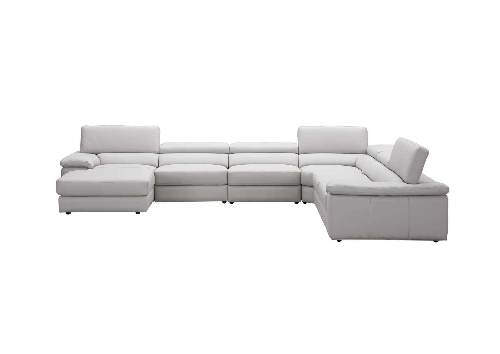 Kobe Left Facing Leather Sectional in Silver Grey,J&M Furniture