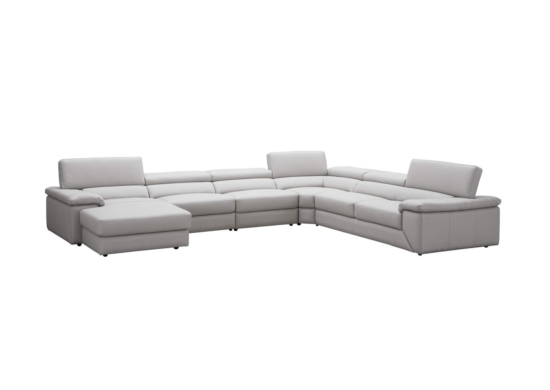 Kobe Left Facing Leather Sectional in Silver Grey,J&M Furniture