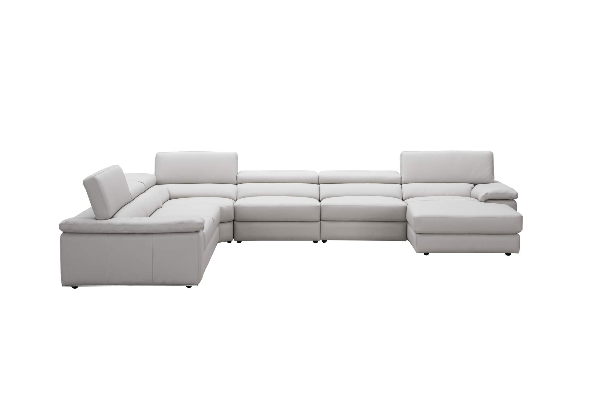 Kobe Right Facing Leather Sectional in Silver Grey,J&M Furniture