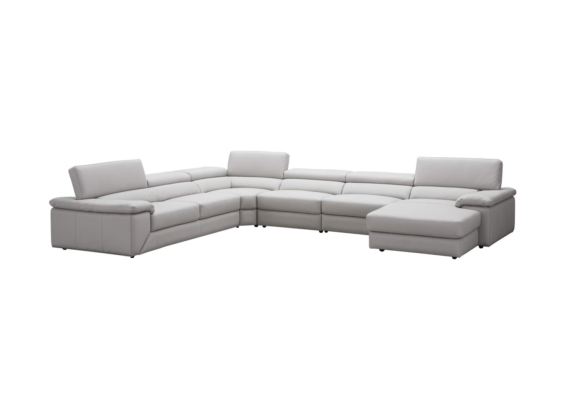 Kobe Right Facing Leather Sectional in Silver Grey,J&M Furniture