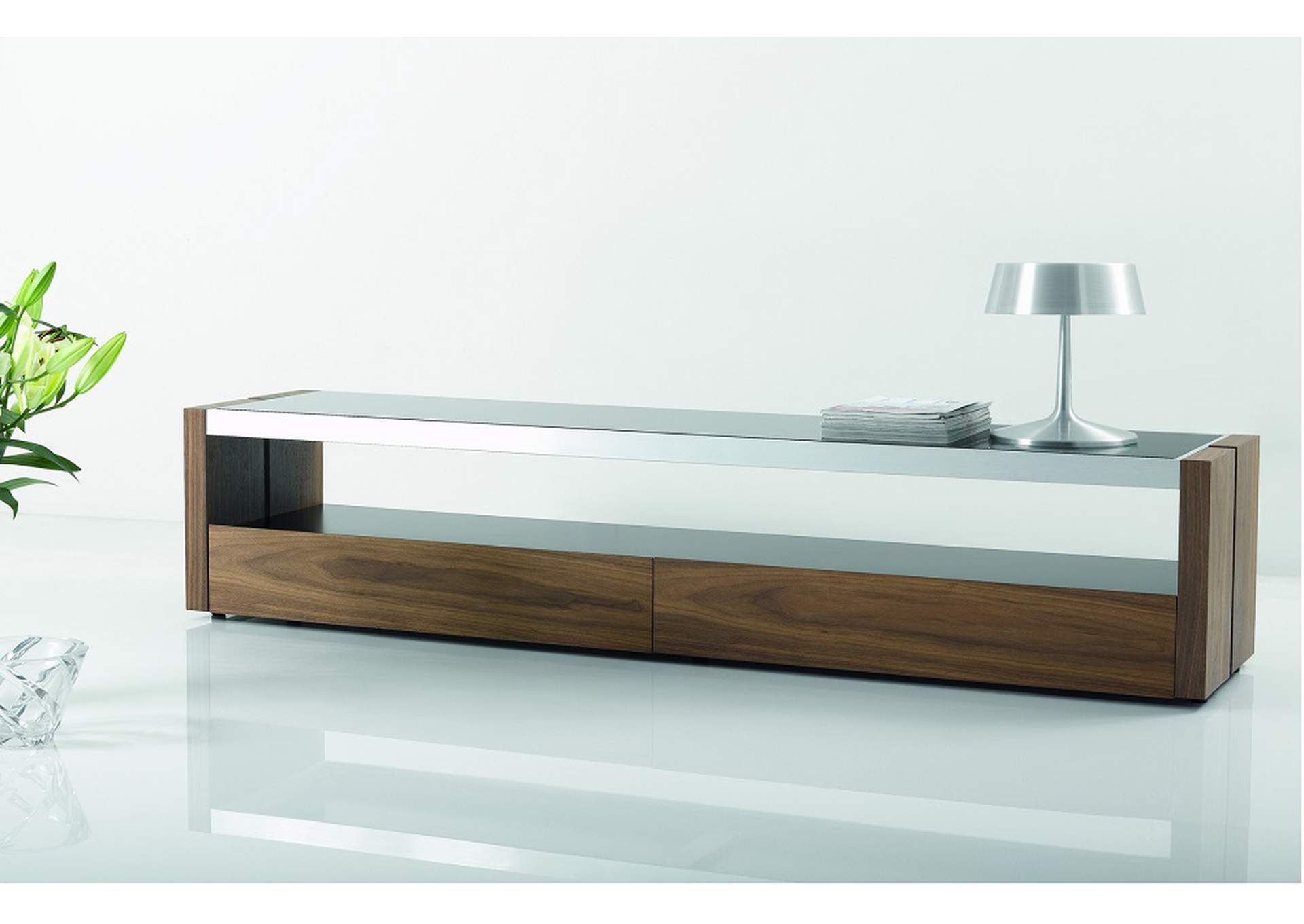 Walnut & White Trieste Modern Tv Base,J&M Furniture