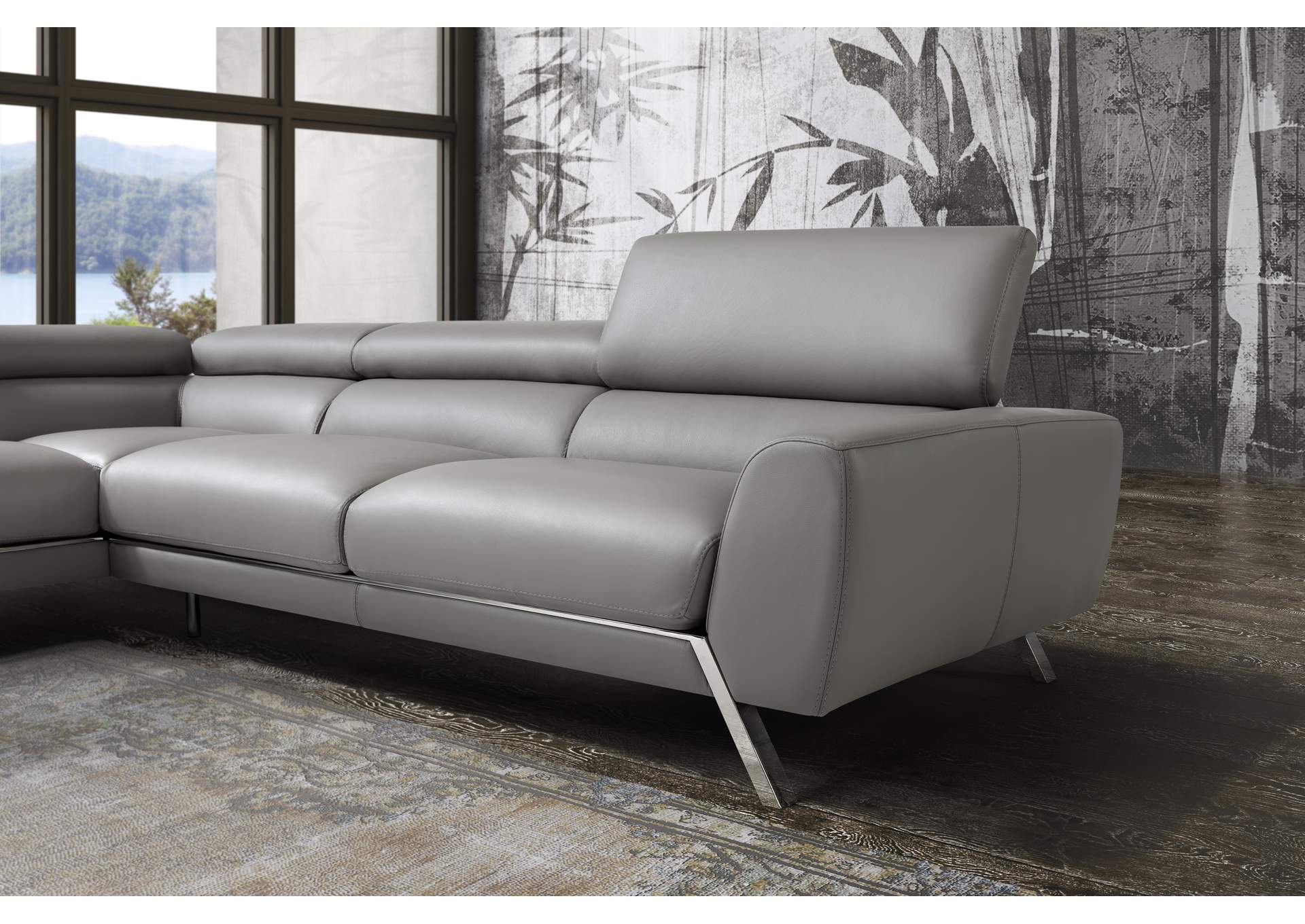 Mood Grey Leather Sectional Left Hand Facing,J&M Furniture