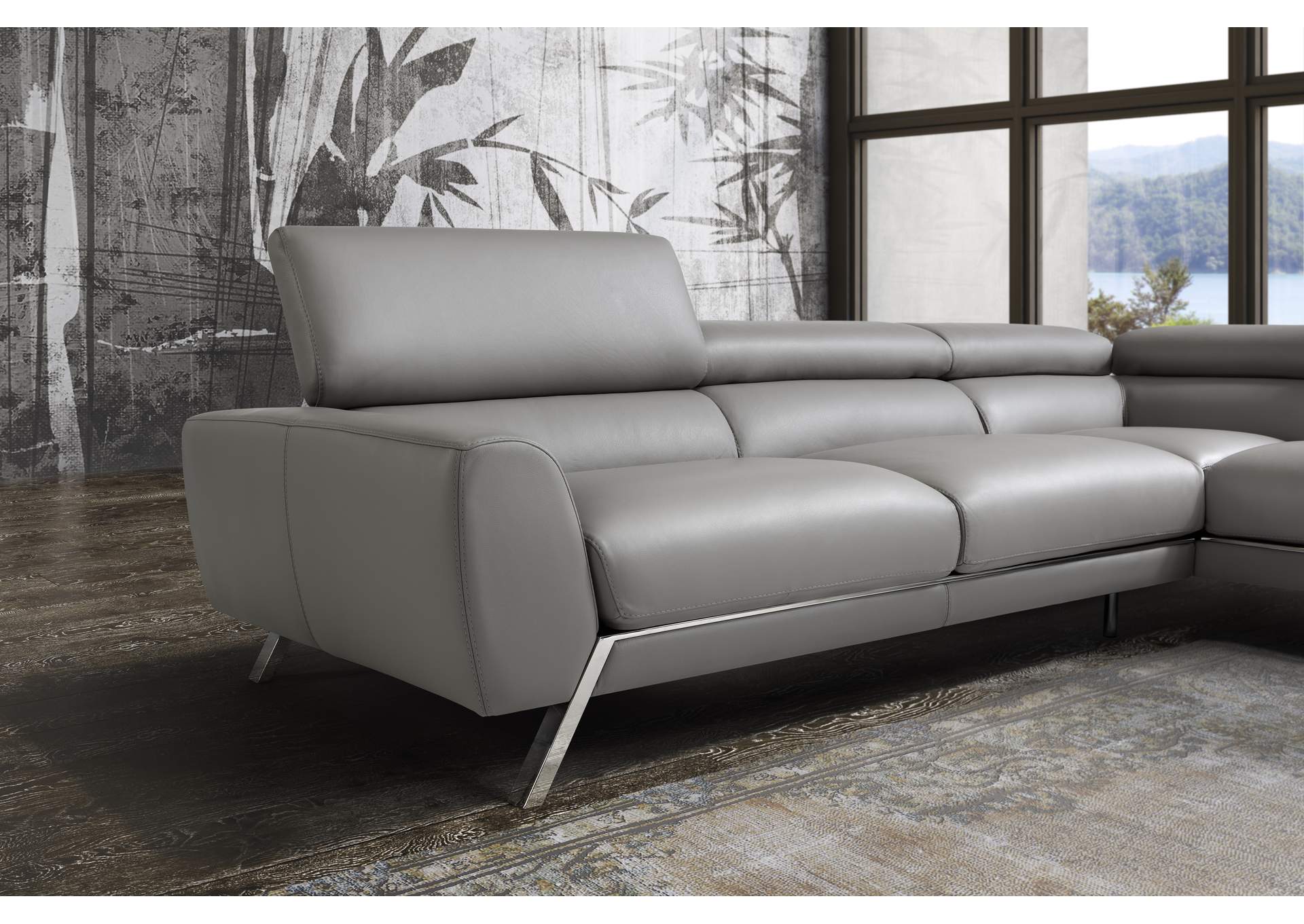 Mood Grey Leather Sectional Right Hand Facing,J&M Furniture