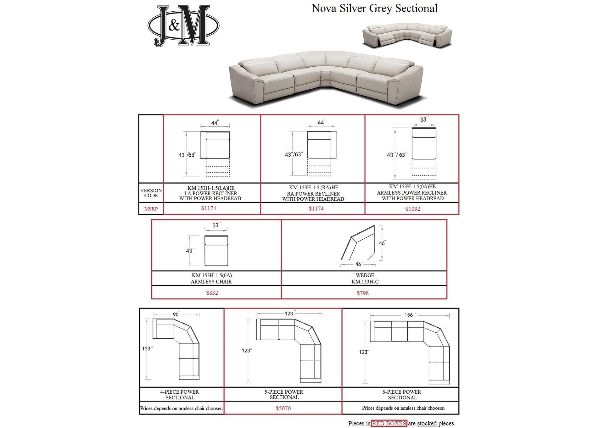 Nova Motion Sectional In Silver Grey,J&M Furniture