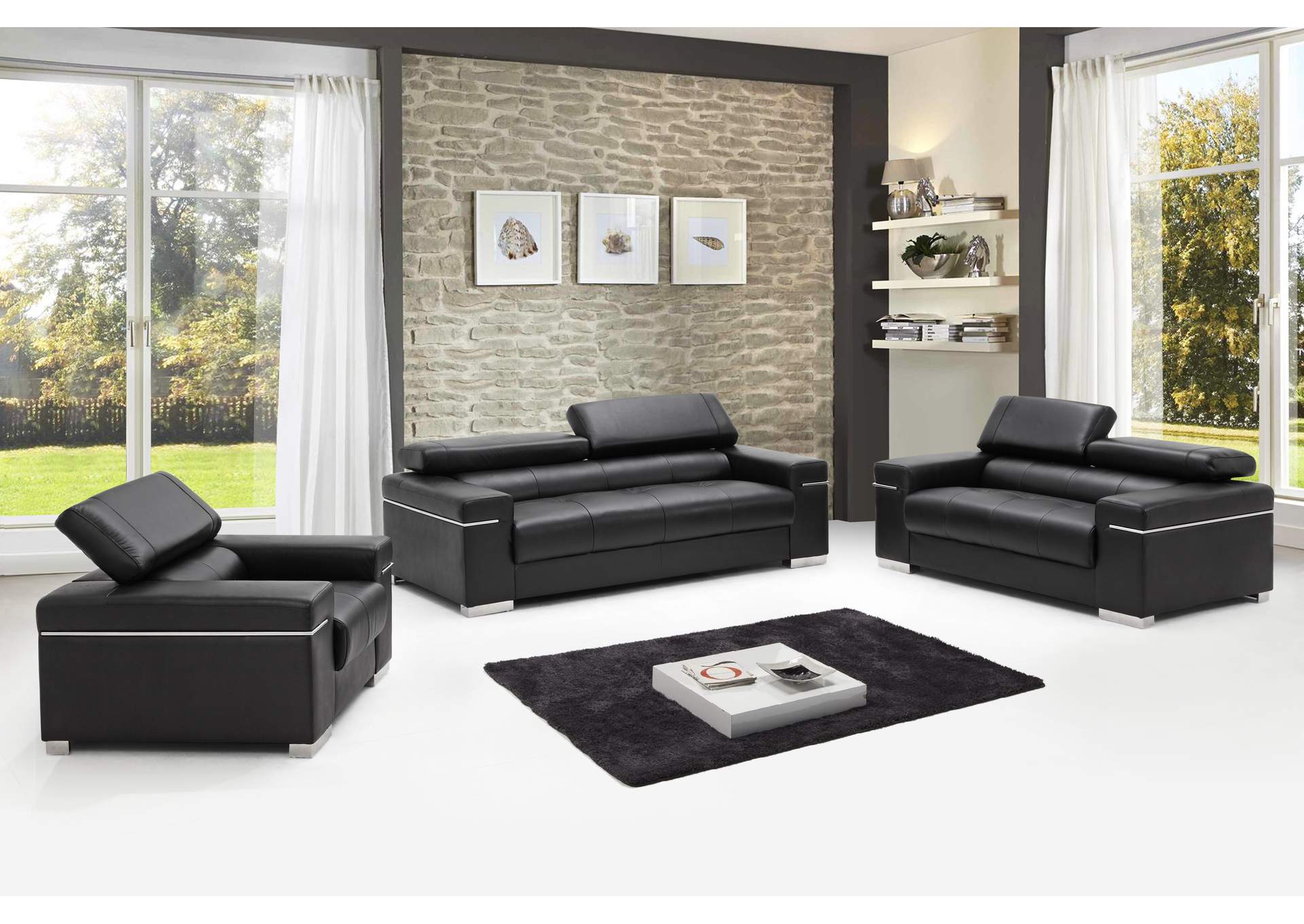 Black Soho 3 Piece Sofa Set,J&M Furniture