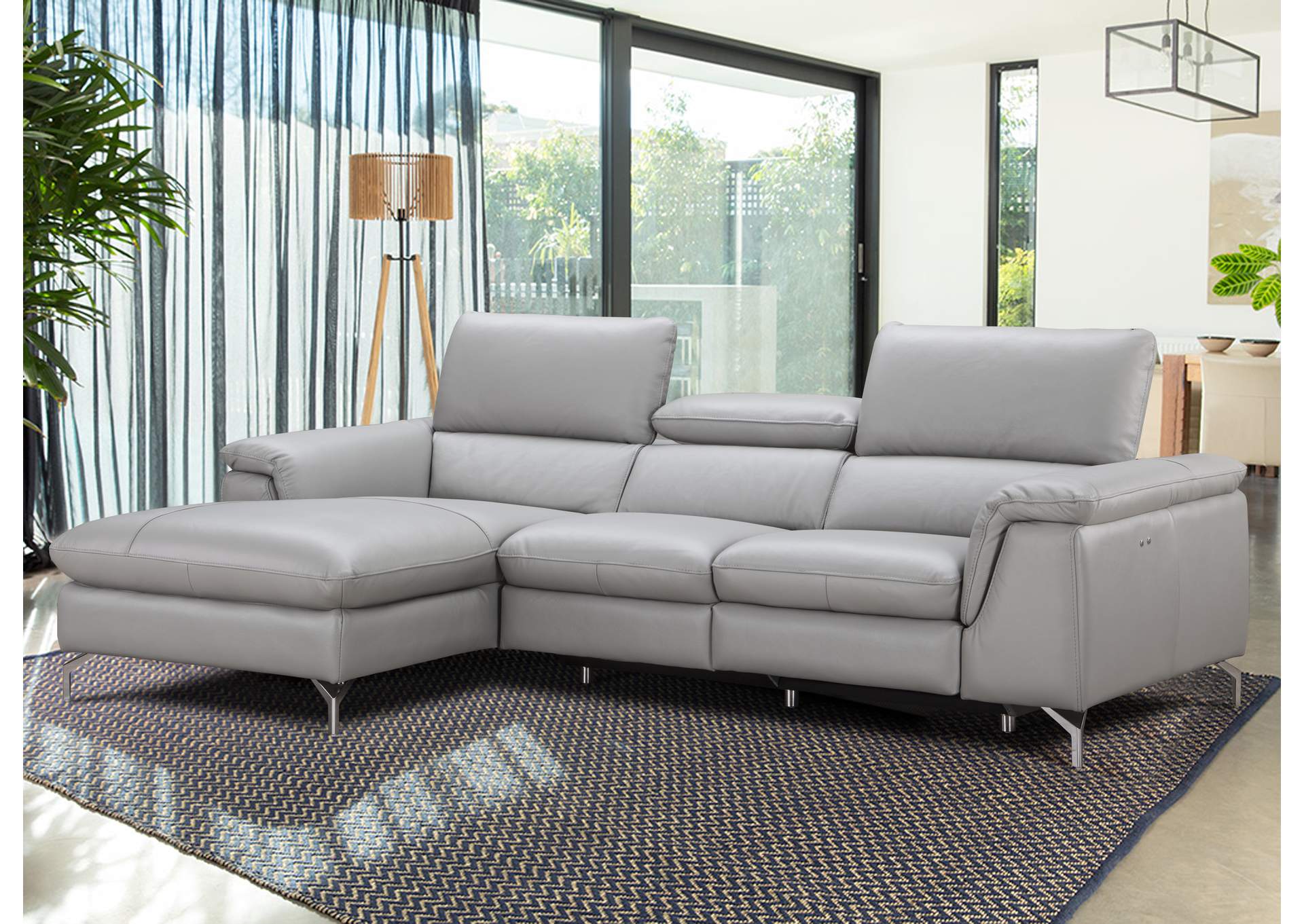 Serena Premium Leather Sectional in Left Hand Facing Chaise,J&M Furniture