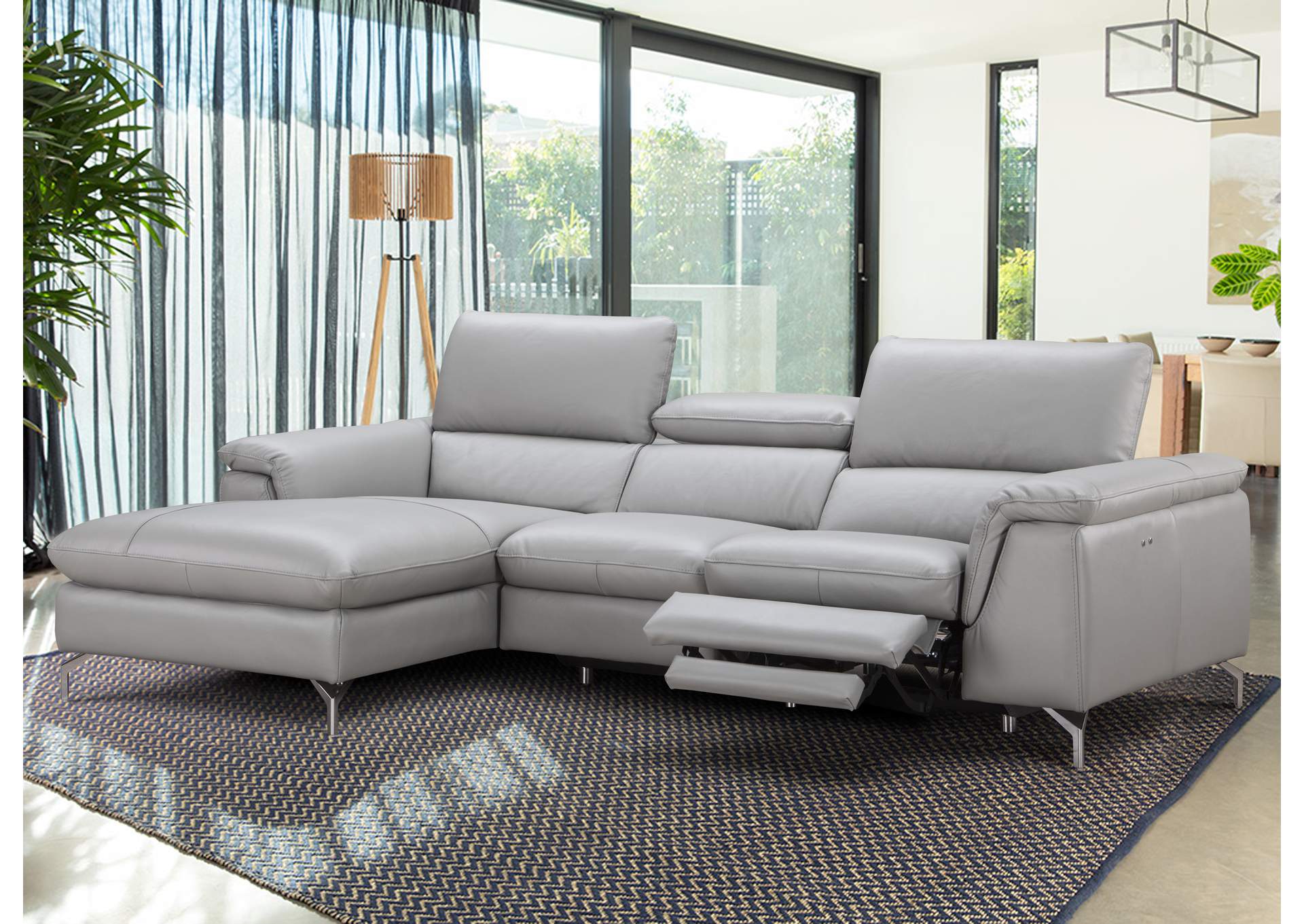 Serena Premium Leather Sectional in Left Hand Facing Chaise,J&M Furniture