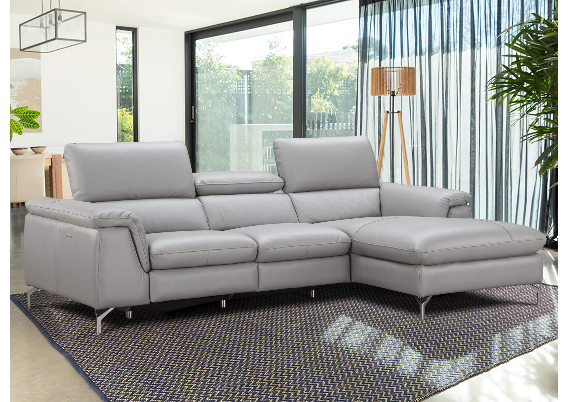 Serena Premium Leather Sectional in Right Hand Facing Chaise,J&M Furniture