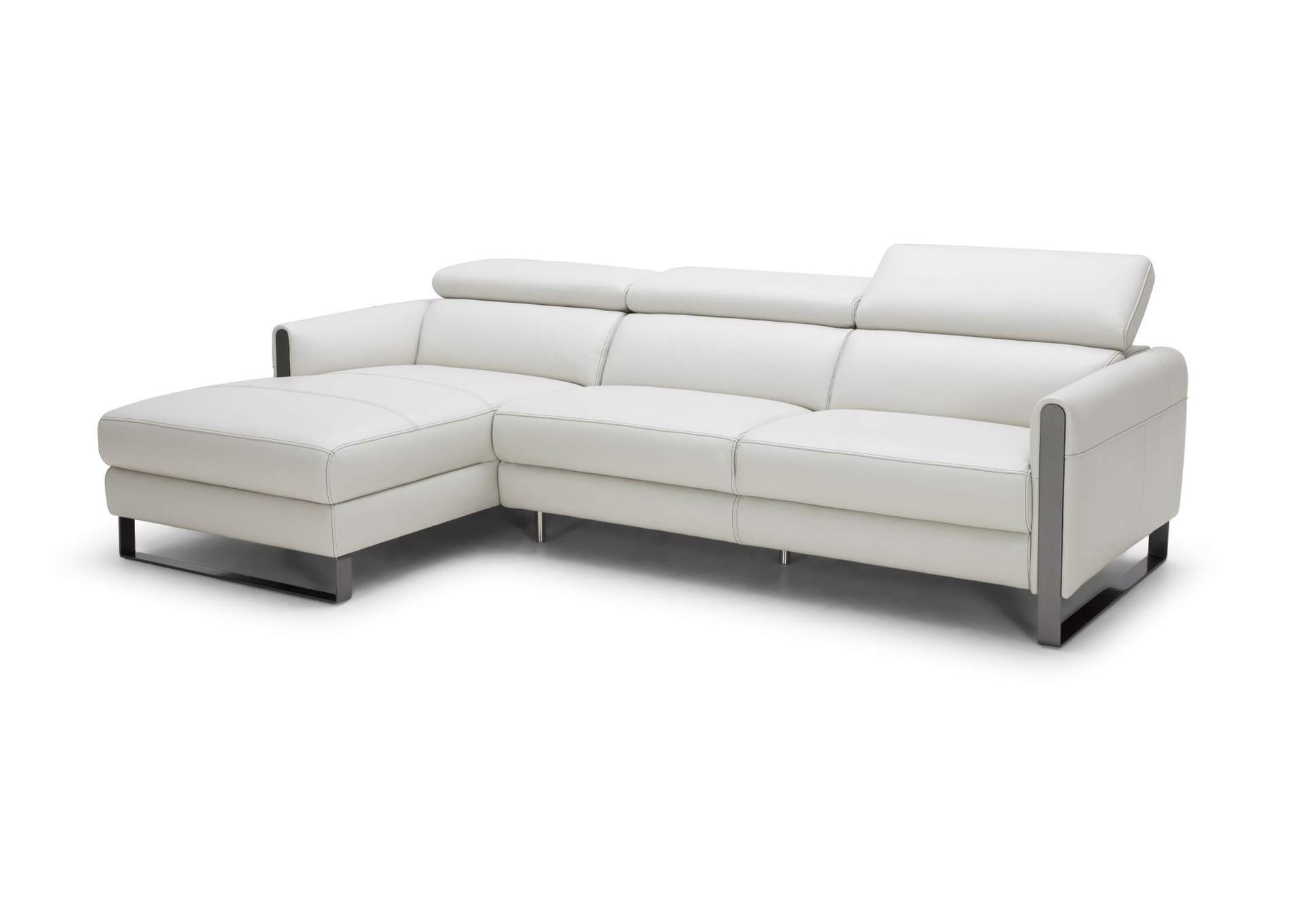 Vella Premium Leather Sectional In Light Grey Left hand Facing,J&M Furniture