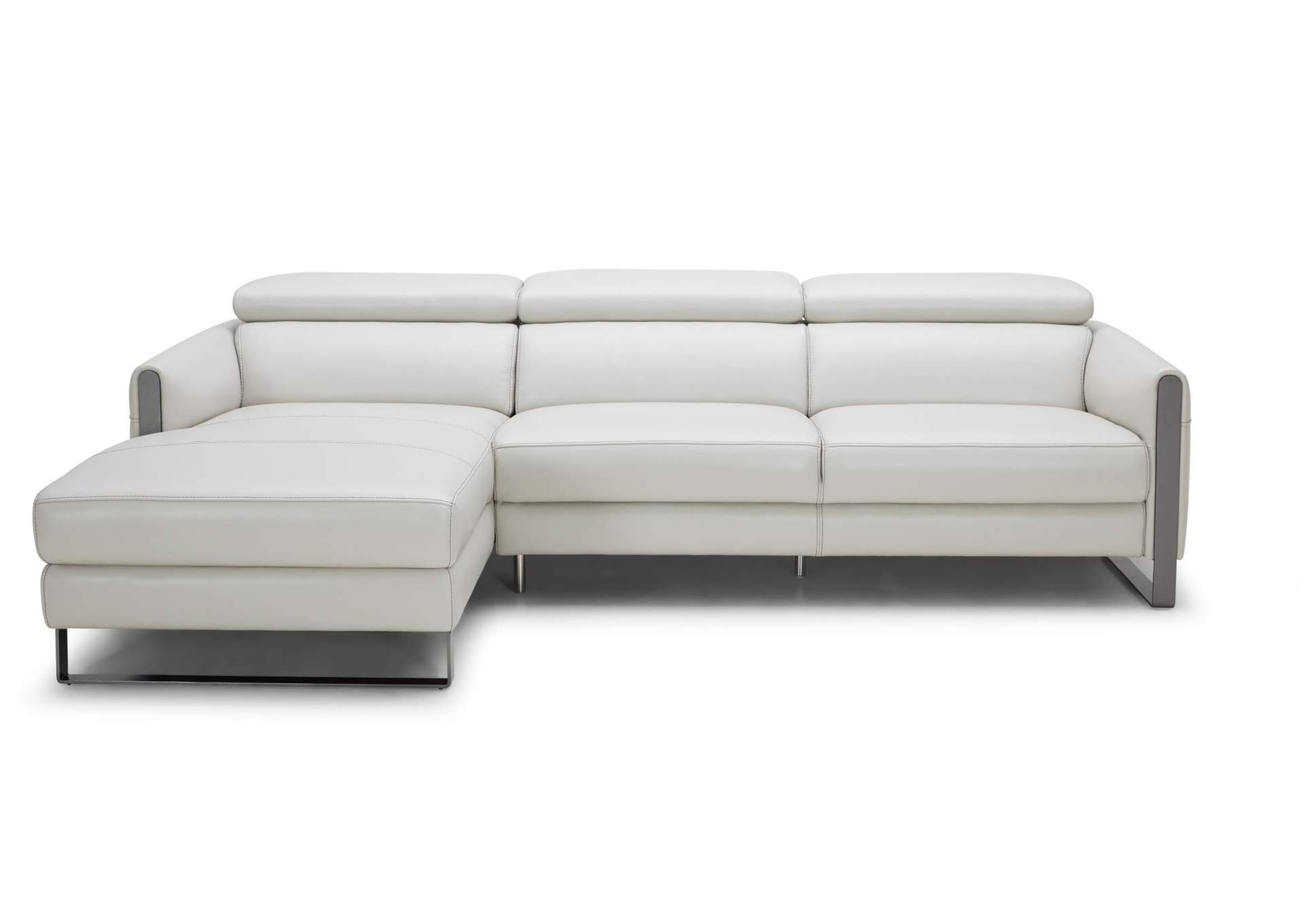 Vella Premium Leather Sectional In Light Grey Left hand Facing,J&M Furniture