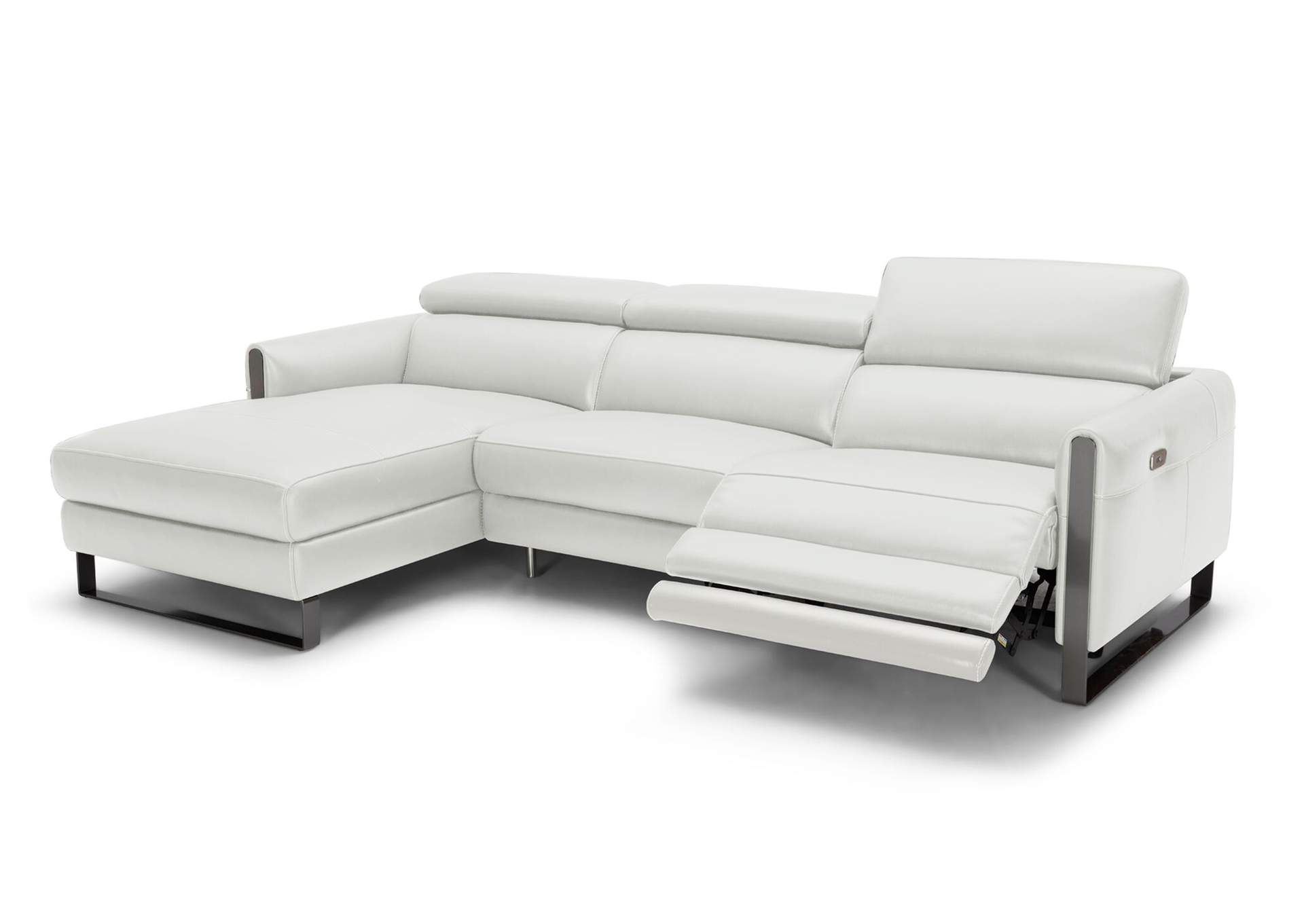 Vella Premium Leather Sectional In Light Grey Left hand Facing,J&M Furniture