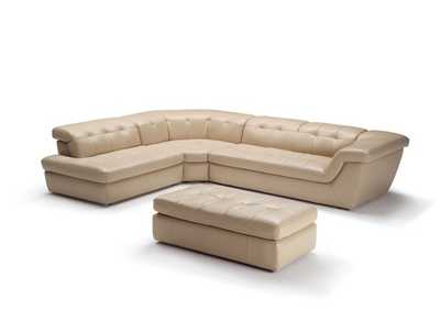 Image for 397 Italian Leather Sectional Beige Color In Left Hand Facing