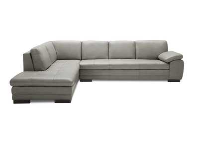 Image for 625 Italian Leather Sectional Grey In Left Hand Facing