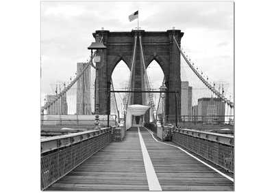 Image for Black & White Wall Art - Brooklyn Bridge Flag