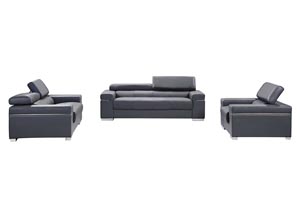 Image for Grey Leather Soho Sofa, Loveseat & Chair