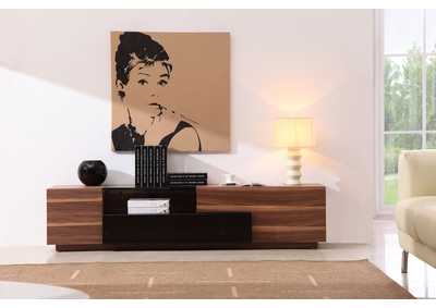 Image for TV Stand 015 In Walnut & Black High Gloss