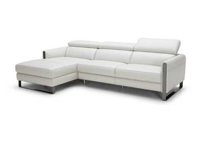 Image for Vella Premium Leather Sectional In Light Grey Left hand Facing