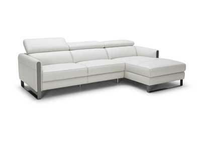 Image for Vella Premium Leather Sectional In Light Grey Right hand Facing