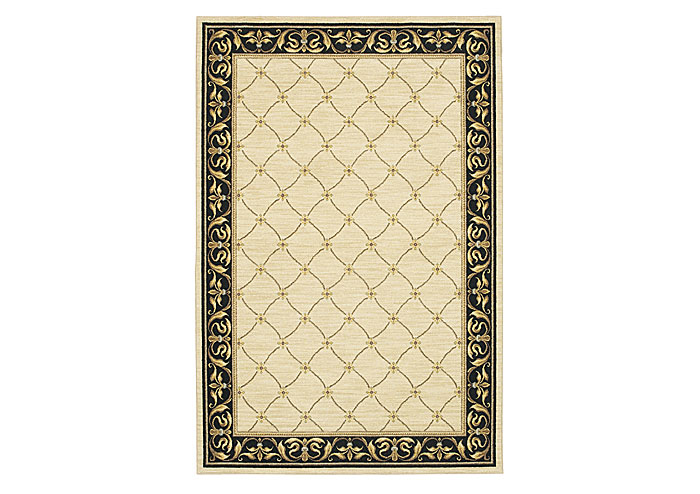 Marie Louise Ivory Black Area Rug - 2.5x4,Karastan