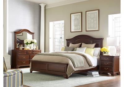 Hadleigh Classic Cherry Arched King Panel Bed w/Dresser & Mirror