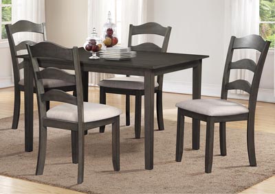 Grey 5Pc Dining Set Linen Seat