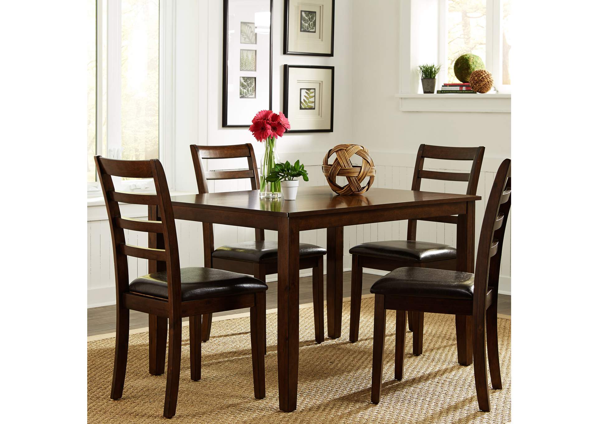 Hampton 5 Piece Rectangular Leg Table Set,Liberty