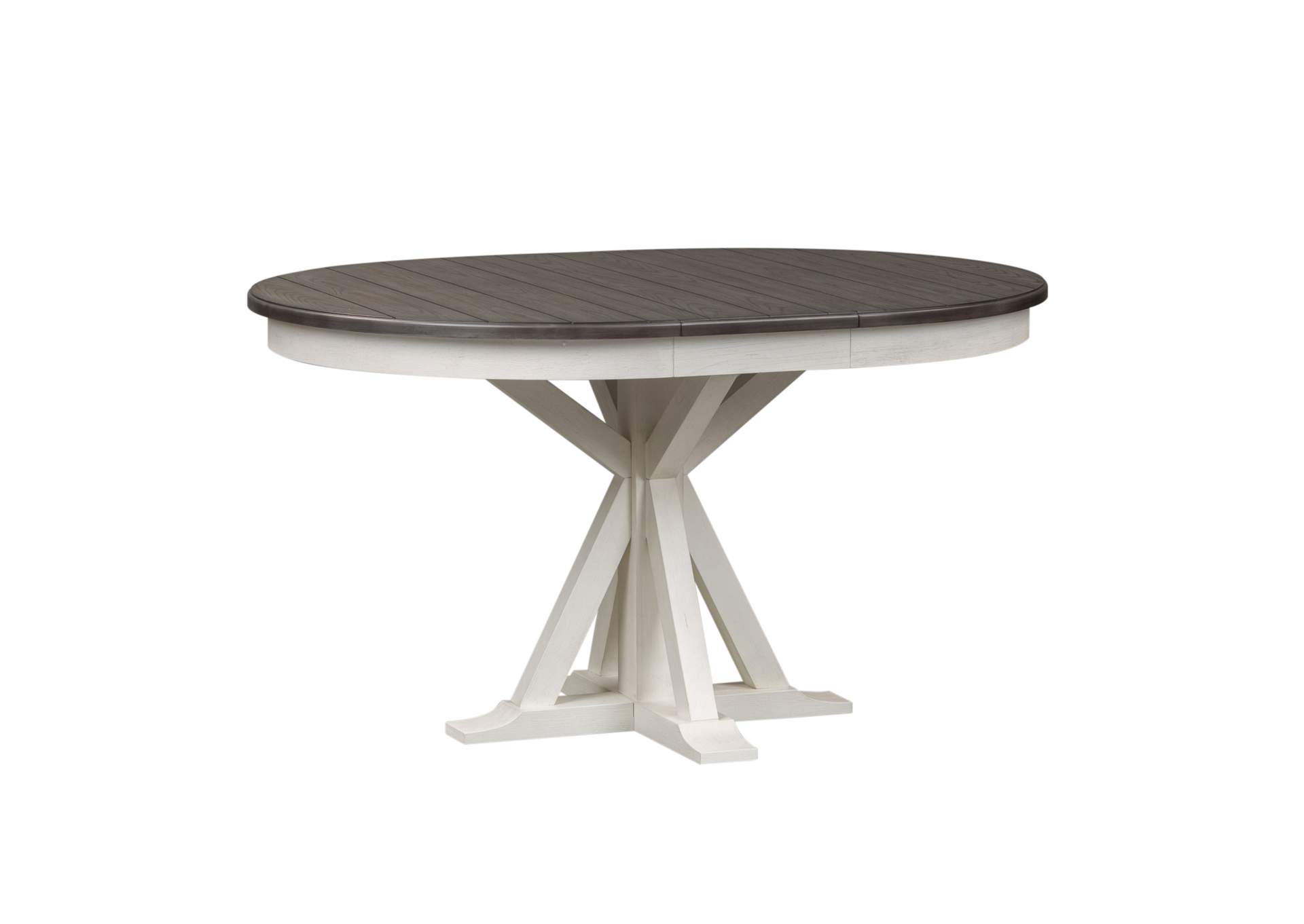 Allyson Park White/Black Round Extension Leaf Dining Table,Liberty