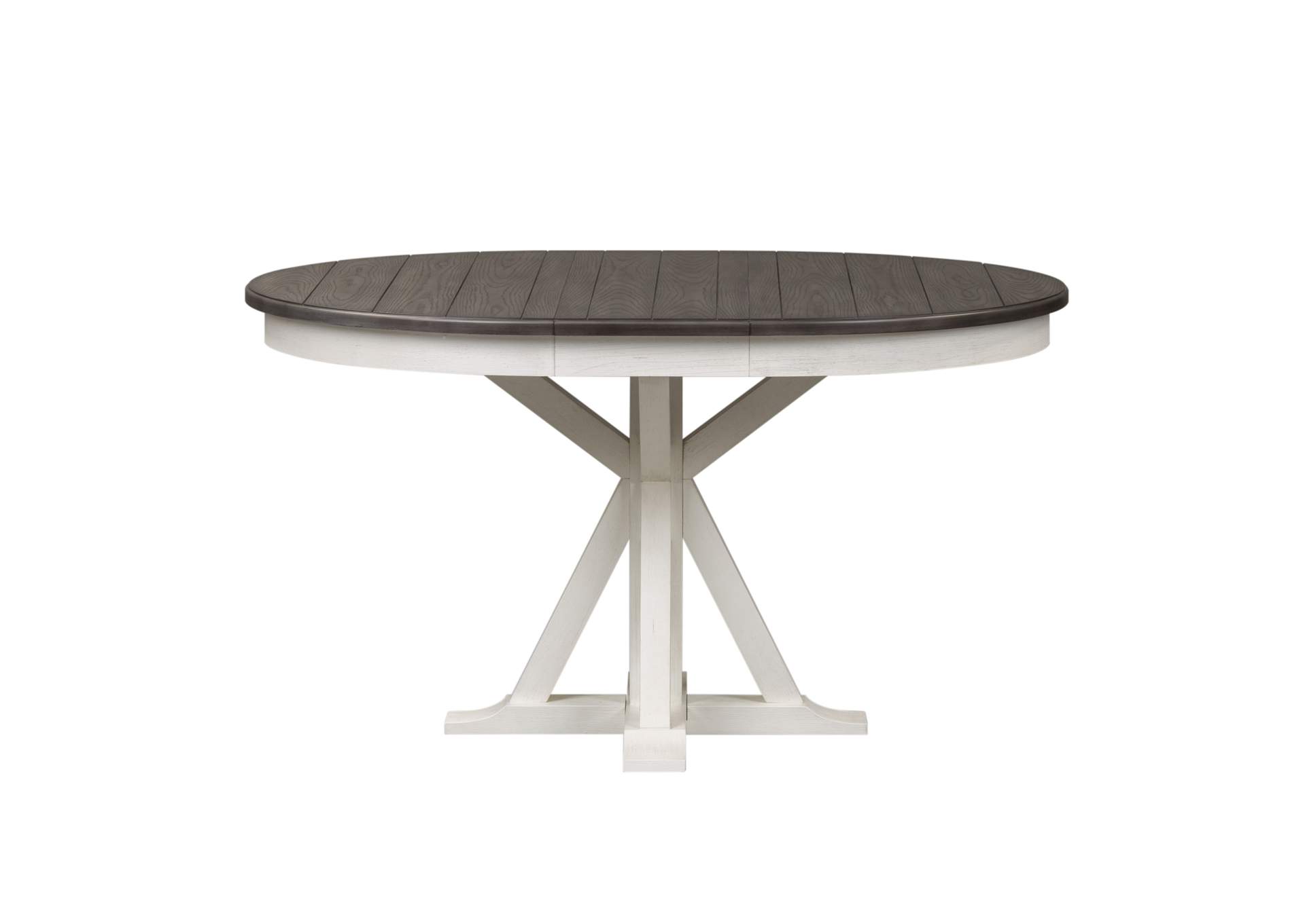 Allyson Park White/Black Round Extension Leaf Dining Table,Liberty